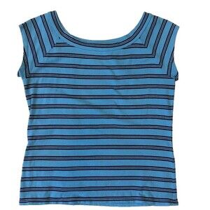 SO So Real So Right Juniors Blue Striped Short Sleeve Top w Stretch, XL